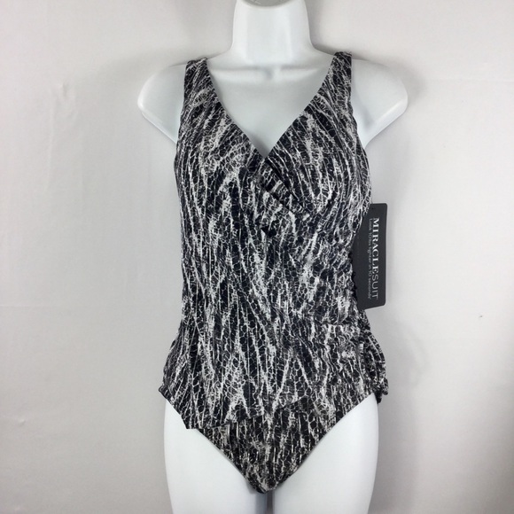 Miraclesuit Chevron Python Eclat One Piece Swimsuit Size 10 NWT - Picture 3 of 11
